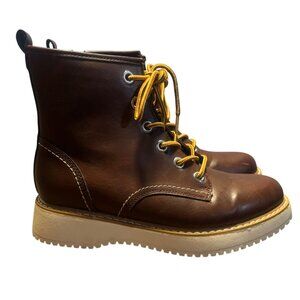 Madden Girl Kentt Lace Up Brown Combat Boots Womens Size 8M PU Upper